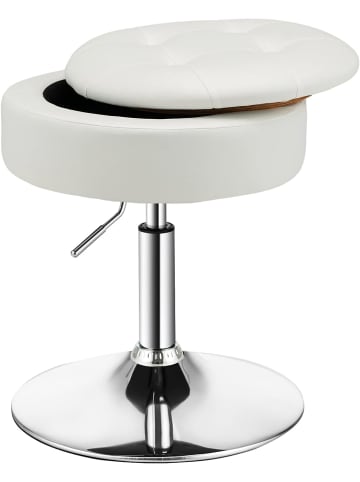COSTWAY Drehhocker 51-66cm mit Stauraum in Weiß