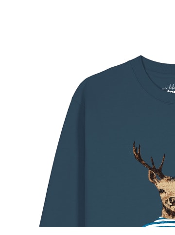 wat? Apparel Sweatshirt Hirsch in Petrol