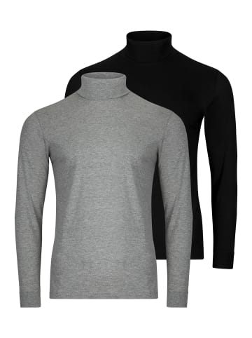 Ragman Rollkragenshirt Basic in Schwarz / hellgrau