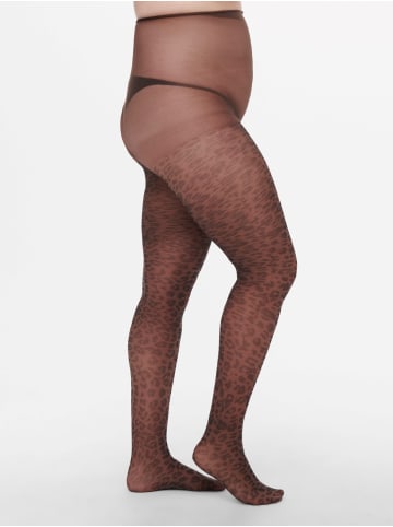 ONLY Carmakoma 40 DEN Leo Muster Strumpfhose Feinstrümpfe Plus Size Tights in Braun