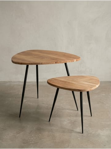 KADIMA DESIGN Satztisch 2er-Set | Akazie Premium, Metall, Industrial