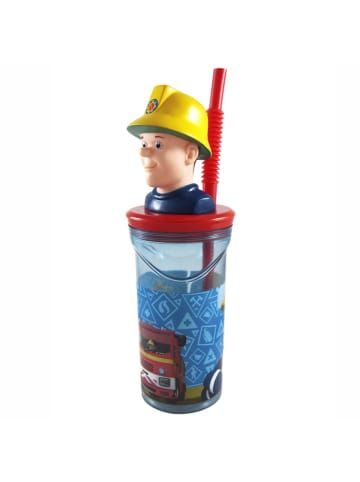 Feuerwehrmann Sam  Maxi Trink-Becher | Mit 3D-Figur & Strohhalm | 300 ml