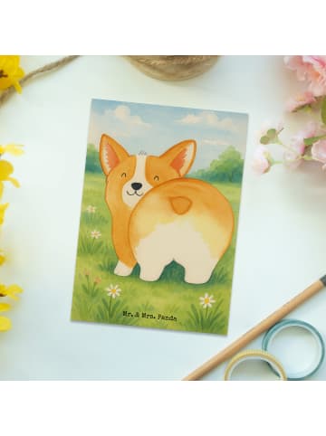 Mr. & Mrs. Panda Postkarte Corgi Po Design ohne Spruch in Weiß