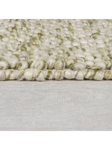 KADIMA DESIGN Wollteppich handgewebt Struktur hochdicht Teppich Wolle-Polyester in Grün