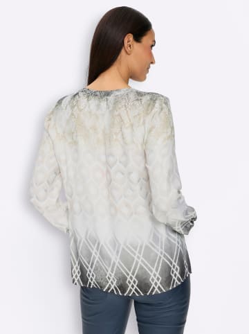 Heine Druckbluse in ecru-graphit-bedruckt