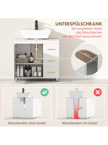 HOMCOM Badezimmerschrank-70L x 30B x 65H cm-Weiß