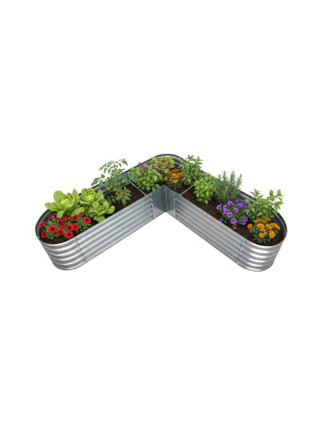 relaxdays Hochbeet in Silber - (B)203 x (H)43 x (T)203 cm