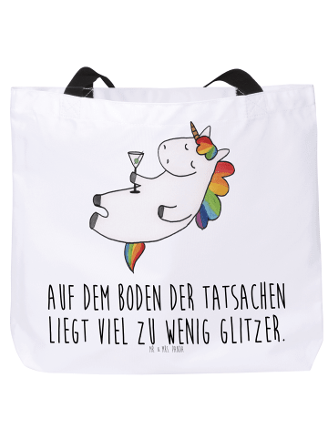 Mr. & Mrs. Panda Tote Bag Einhorn Blümchentail mit Spruch in Weiß