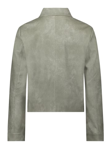 AMBER & JUNE Kunstleder-Jacke mit Kragen in khaki