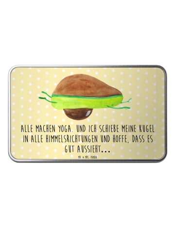 Mr. & Mrs. Panda Geschenkbox Avocado Yoga mit Spruch in Gelb Pastell