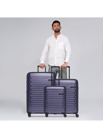 Pactastic Collection 04 THE THREE SET + 4 Rollen Kofferset 3-teilig mit Dehnfalte in purple-metallic