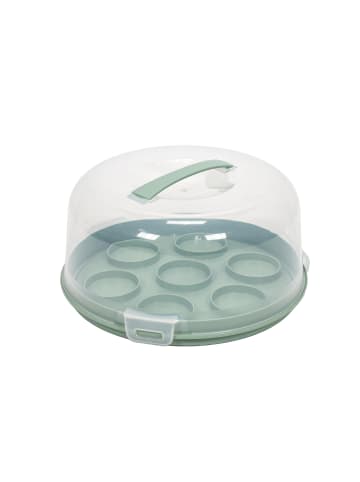Excellent Houseware Tragbare Box für Kuchen oder Muffins in Grün, (B) 25 x (H) 14 x (L) 25 cm