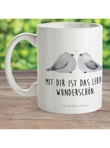 Mr. & Mrs. Panda Kindertasse Turteltauben Liebe mit Spruch in Weiß