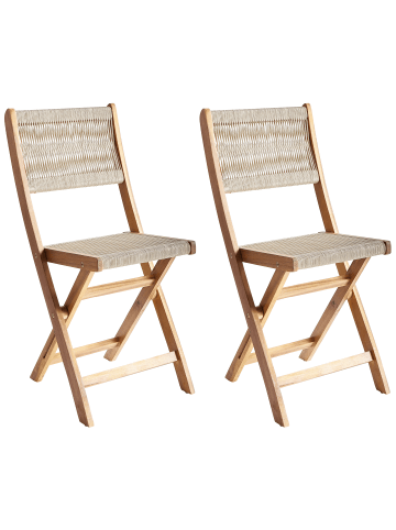 Beliani 2er-Set Gartenstuhl PROSSEDI in Beige/Braun