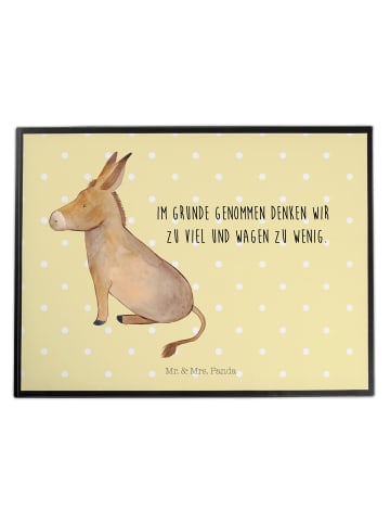 Mr. & Mrs. Panda Schreibunterlage Esel mit Spruch in Gelb Pastell