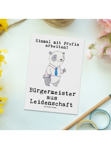 Mr. & Mrs. Panda Grußkarte Bürgermeister Leidenschaft mit Spruch in Weiß