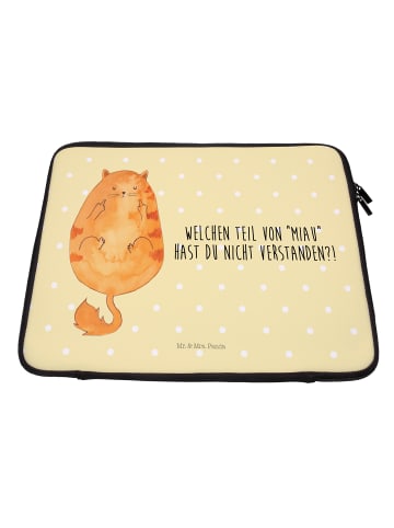 Mr. & Mrs. Panda Laptoptasche Katze Mittelfinger mit Spruch in Gelb Pastell