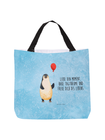 Mr. & Mrs. Panda Tote Bag Pinguin Luftballon mit Spruch in Eisblau