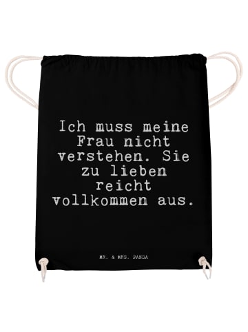 Mr. & Mrs. Panda Gym Bag Ich muss meine Frau... mit Spruch in Schwarz