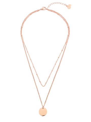 Hey Happiness Vergold. Kette Layered Kreis Anhänger Edelstahl in Rosegold
