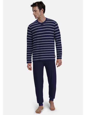 Bugatti Pyjama Modena in blau-dunkel-Ringel