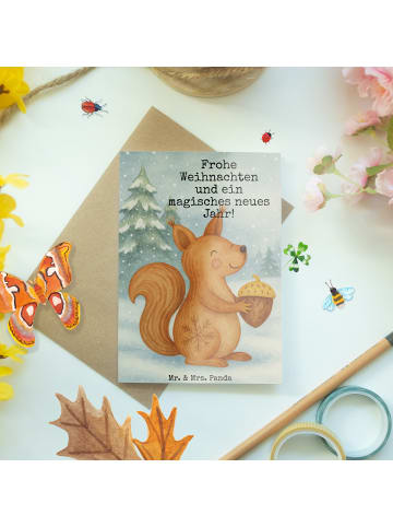 Mr. & Mrs. Panda Beileidskarte Eichhörnchen Weihnachten Design m... in Weiß