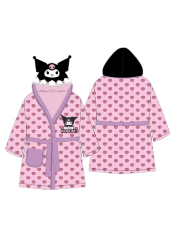 COFI 1453 Kuromi Bademantel mit Kapuze Gürtel & Tasche für Mädchen Rosa 110/116 in Rosa