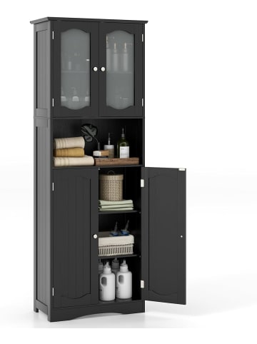 COSTWAY Badezimmerschrank in Schwarz