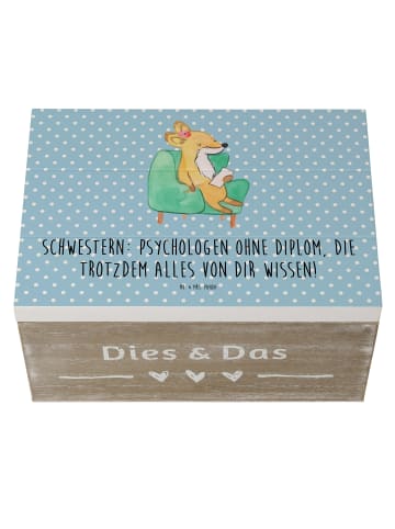 Mr. & Mrs. Panda Truhe Schwestern Psychologen mit Spruch in Blau Pastell