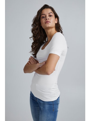 ICHI T-Shirt IHZOLA SS - 20103264  Klassisches T-Shirt mit tiefem Ausschnitt in weiß