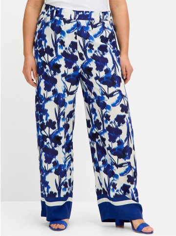 sheego Hose lang in kobalt-gemustert