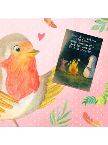 Mr. & Mrs. Panda Klappkarte Pinguin Lagerfeuer Design mit Spruch in Weiß