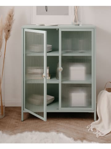 Furn.Design Kommode Metall mintgrün 80 cm, Vitrine mit stabilem Metallgestell