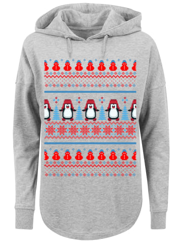 F4NT4STIC Oversized Hoodie Christmas Pinguin Muster in grau