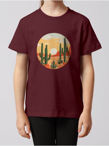 wat? Apparel T-Shirt Sonnenuntergang in der Wüste in Weinrot