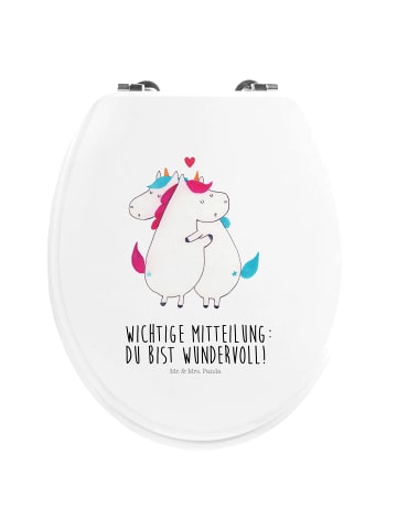 Mr. & Mrs. Panda Motiv WC Sitz Einhorn Mitteilung mit Spruch in Weiß