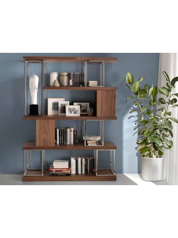 Angel Cerdá Regal 3220 in Walnuss / Stahl – (B)129 x (H)170 x (T)35 cm