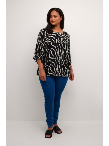 KAFFE curve Langarm-Bluse KCami in Black / Antique Zebra Print