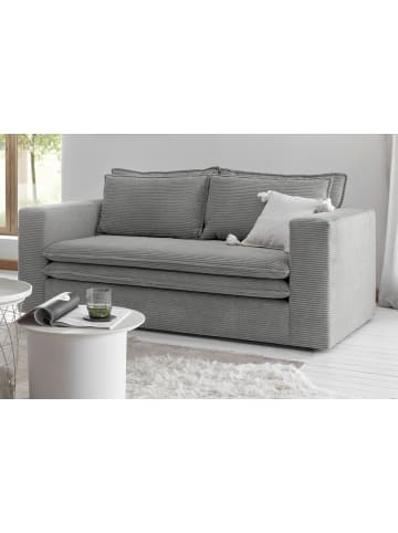 Furn.Design Sofa hellgrau Cord, Couch 2-Sitzer 180 cm