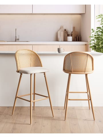 Beliani 2-tlg Barhocker CORNELL in Braun/Beige