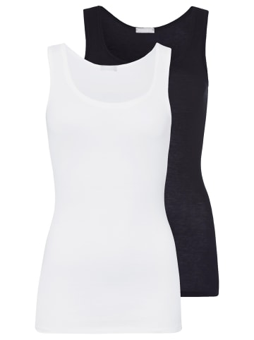 Hanro Unterhemd / Top Ultralight in Schwarz / weiß