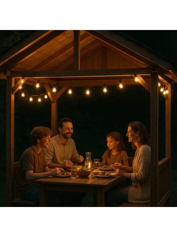 SATISFIRE Garten Party Lichterkette Illu 5 bernstein LED Kugellampen 5m schwarz