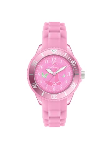 s.Oliver Armbanduhr Schmetterling in rosa
