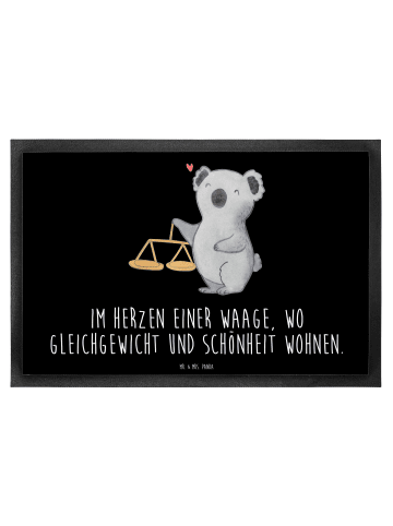 Mr. & Mrs. Panda Fußmatte Waage Astrologie mit Spruch in Schwarz