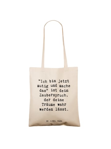 Mr. & Mrs. Panda Tote Bag Spruch Mutig zu sich selbst stehen mit... in Creme