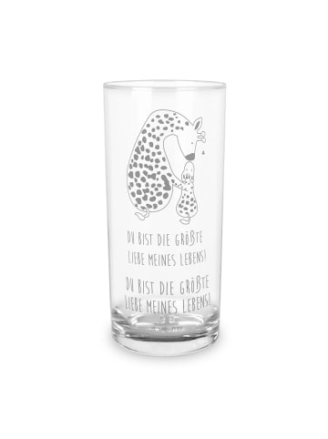 Mr. & Mrs. Panda Wasserglas Giraffe Kind mit Spruch in Transparent