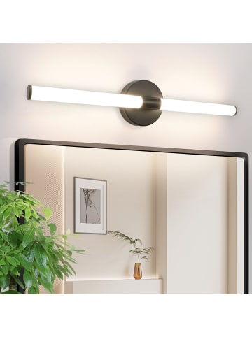 ZMH Spiegelleuchte in schwarz rund 4000K Neutralweiß 8W Badezimmerlampe IP44 L 60CM