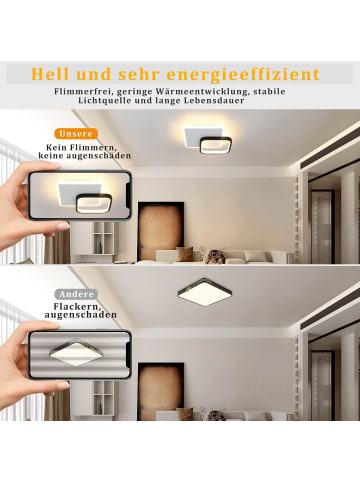 ZMH Deckenleuchte LED in Schwarz eckig 3000K 22W Modern L 24.5cm