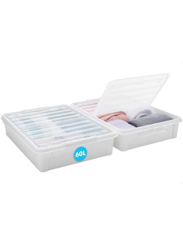 SmartStore 2er-Set Aufbewahrungsbox Bedroller Transparent 60L