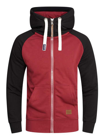 behype Sweatjacke - BHDISUK Hoodie Weicher Kapuzenpullover Sweatshirt in Weinrot